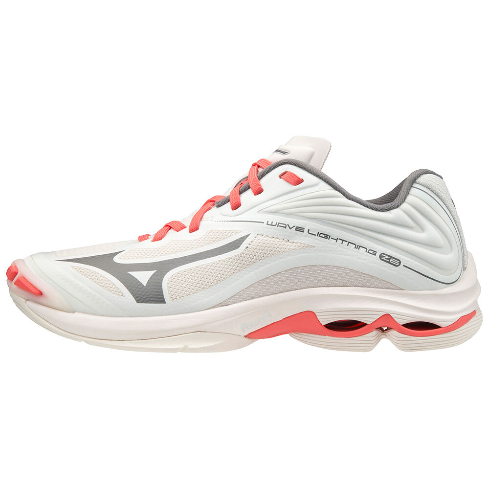 Scarpe Volley Mizuno Wave Lightning Z6 Donna - Bianche/Corallo - 48069-DJXB